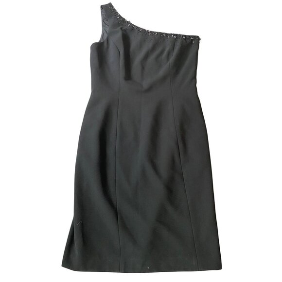 Liz Claiborne Dresses & Skirts - Liz Claiborne Elegant Black Beaded One-Shoulder Sheath Dress Size 10